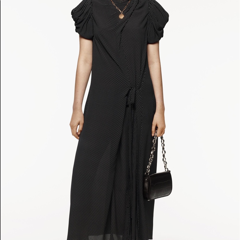 NEW $129 Zara Limited Edition Draped Polka Dot Dress Small 8612/743 NWT